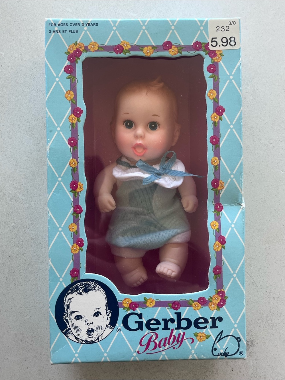 Gerber Baby Doll in Blue and White Outfit